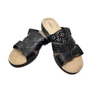 CROFT & BARROW Womans BLACK Slip Slide On Shoes Mules NON SLIP size 8